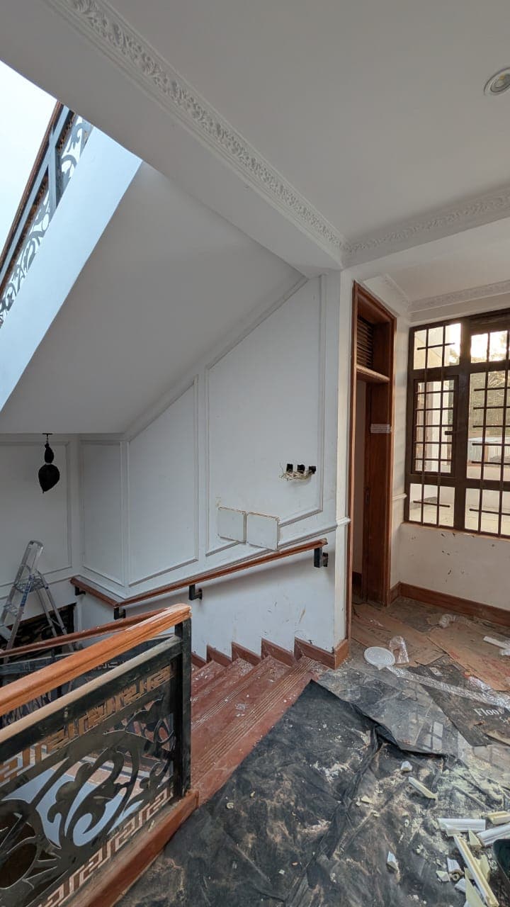 Boutique hotel suite corridor with bespoke wall panelling