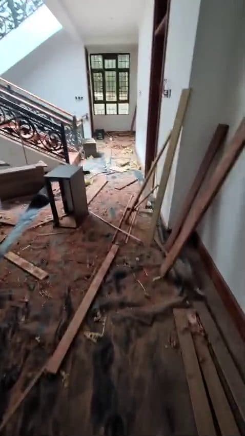 Offcuts on the floor, balustrade in, skirting next — Royalwoods Interiors, Nairobi